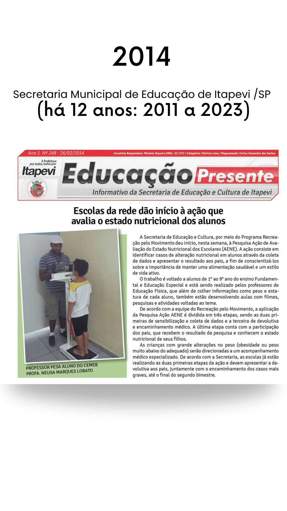 Depoimento professor